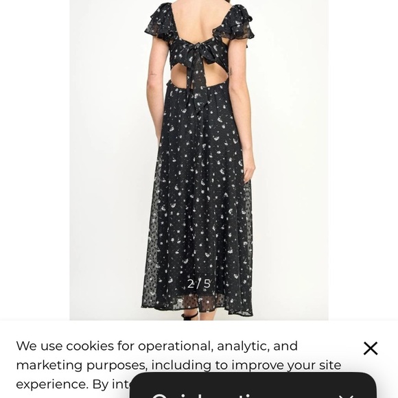 NWT $199 Spring + Mercer Chic Black Floral Midi or  Maxi Dress Open Tie Back SzL - Picture 2 of 13